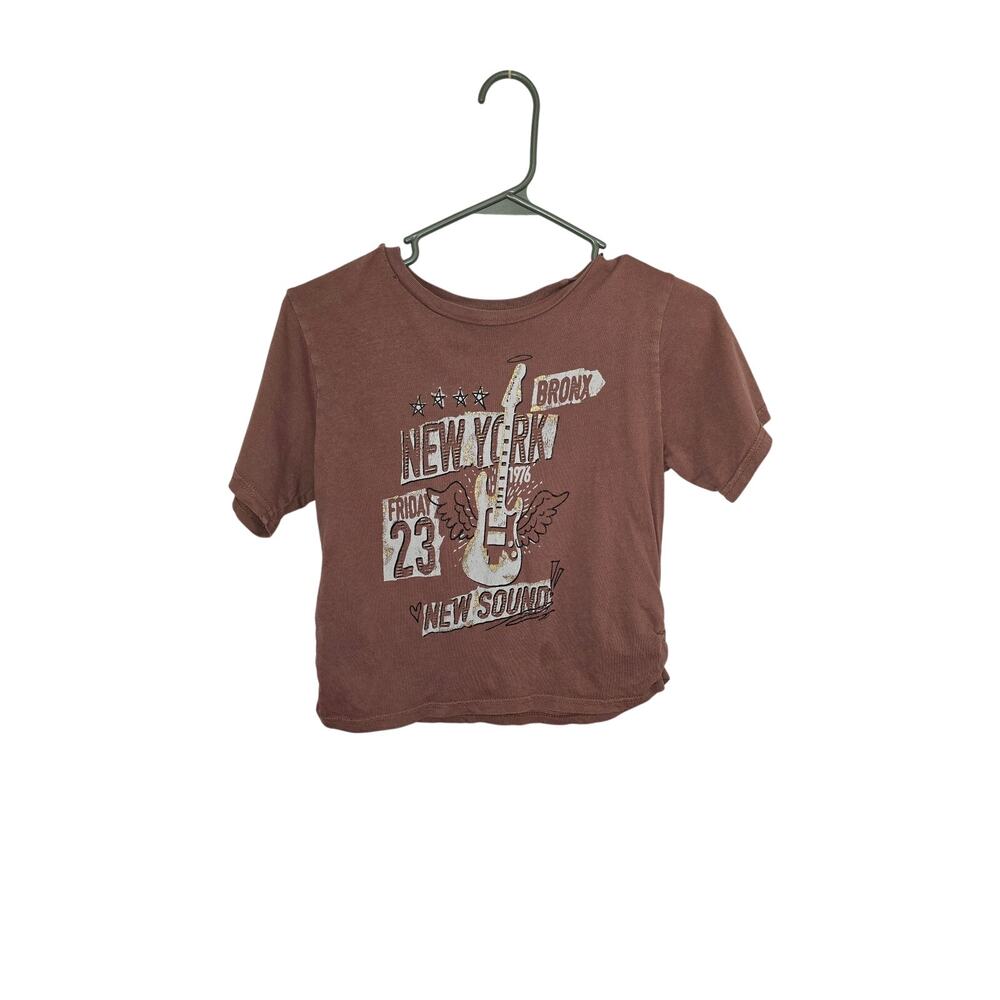 Y2k Style Goodie Two Sleeves Brown New York Crop Top Size L